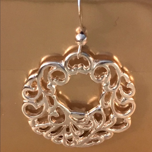 Silver Round Pattern Earrings w/Gift Bag - Picture 7 of 7